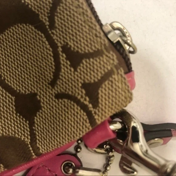 Coach brown pink striped wristlet bag - Picture 5 of 7